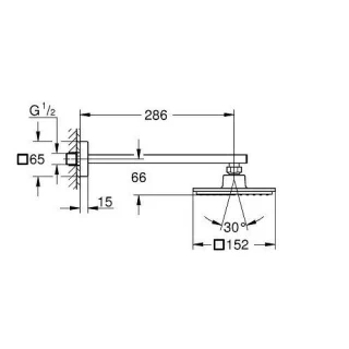 Set dus Grohe Euphoria Cube 150 cu para fixa si brat 286 mm