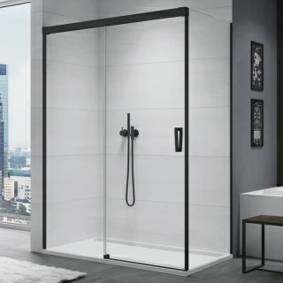 Usa de nisa culisanta SanSwiss Cadura CAS2 110xH200 cm profil negru mat