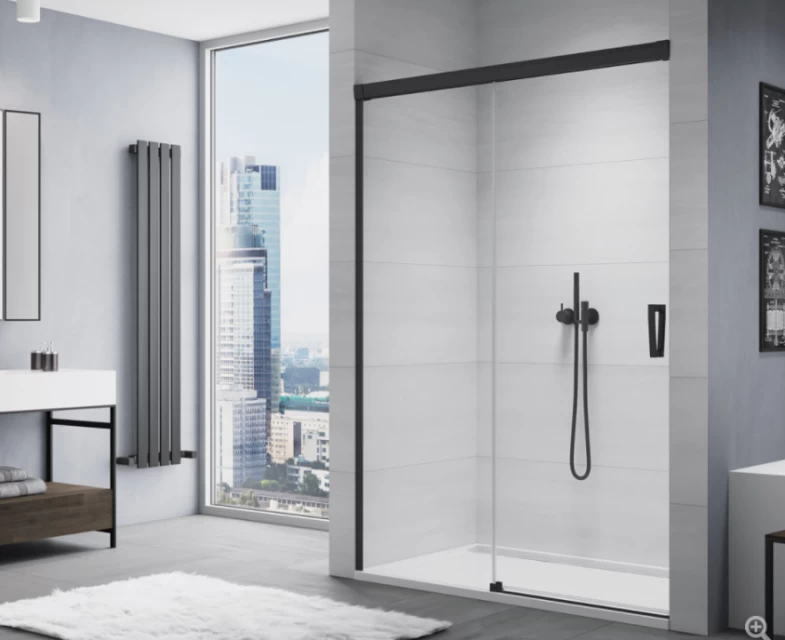 Usa de nisa culisanta SanSwiss Cadura CAS2 110xH200 cm profil negru mat