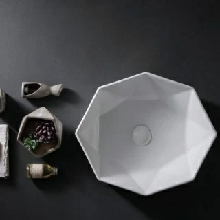 Lavoar pe blat Fluminia Briliant 41,5x41,5xH13 cm octagonal 