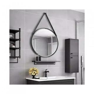 Oglinda Fluminia Mona cu margine din piele neagra 60 cm