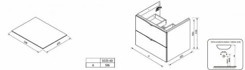 Set PROMO baza lavoar Oristo Siena gri mat si lavoar Beryl 60x50xH45 cm