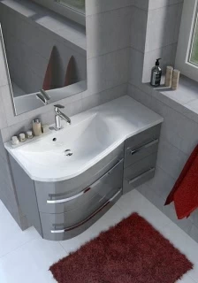 Set PROMO baza lavoar Oristo Opal si lavoar Opal stanga gri lucios 90x45H50 cm