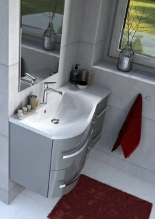 Set PROMO baza lavoar Oristo Opal si lavoar Opal stanga gri lucios 90x45H50 cm