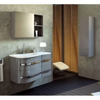 Set PROMO baza lavoar Oristo Opal si lavoar Opal stanga gri lucios 90x45H50 cm