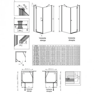 Set PROMO cabina dus Radaway Torrenta KDJ 100x80 cm, sifon si cadita Laros D Compact, stanga