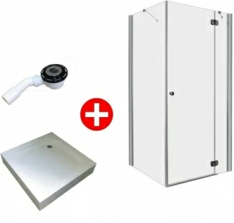 Set PROMO cabina dus Radaway Torrenta KDJ 100x80 cm, sifon si cadita Laros D Compact, dreapta