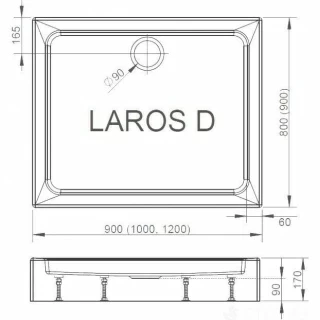 Set PROMO cabina dus Radaway Torrenta KDJ 100x80 cm, sifon si cadita Laros D Compact, stanga