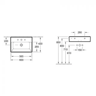 Lavoar pe blat Villeroy&Boch Memento 60x42xH14 cm