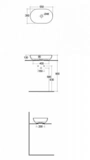 Lavoar Rak Ceramics Feeling oval 55x35xH13 cm alb lucios