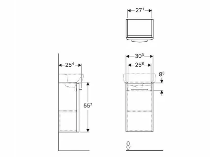 Set PROMO baza lavoar si lavoar Geberit Selnova Square 36x28xH70 cm alb lucios