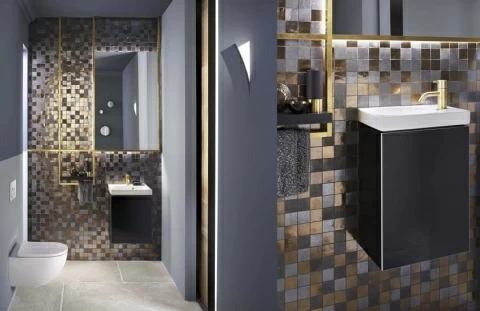 Set PROMO baza lavoar si lavoar R Geberit Acanto 40x25xH79cm negru