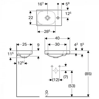 Set PROMO baza lavoar si lavoar R Geberit Acanto 40x25xH79cm gri