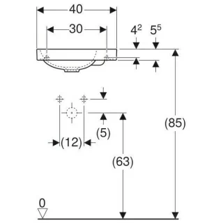 Set PROMO baza lavoar si lavoar R Geberit Acanto 40x25xH79cm negru