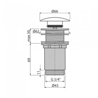 Ventil push-open Alcaplast pentru lavoare fara preaplin alb