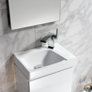 Set PROMO baza lavoar si lavoar Geberit Xeno² R 40x28xH65 cm alb lucios