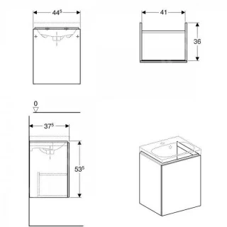 Set PROMO Geberit Acanto baza lavoar si lavoar 45x38xH71 cm gri mat