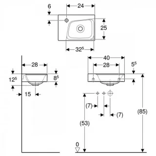 Set PROMO baza lavoar si lavoar Geberit Xeno² L 40x28xH65 cm grej