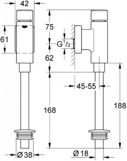 Robinet Grohe Rondo pentru pisoar suspendat Grohe Bau Ceramic