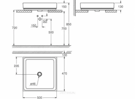 Lavoar pe blat Grohe Cube Ceramic 50x47xH13 cm