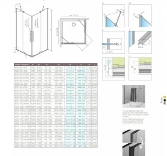 Cabina dus Radaway Furo KDD 110x100xH200 cm, auriu