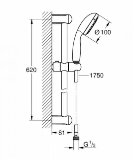 Set PROMO 3in1 Grohe Eurosmart M Size baterie lavoar, baterie dus si set dus