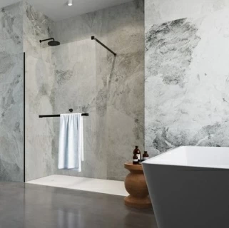 Cabina dus Walk-In Radaway Modo New II Black cu suport prosop 105xH200 cm