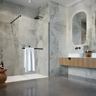 Cabina dus Walk-In Radaway Modo New II Black cu suport prosop 100xH200 cm