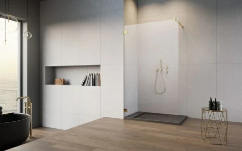 Cabina dus Walk-in Radaway Essenza Pro 6, 145 x 200 cm, gold