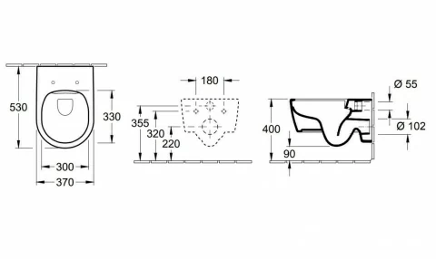 Set PROMO Villeroy&Boch Avento Vas WC suspendat si capac Softclose 56x37xH40 cm