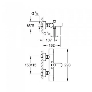 Baterie cada Grohe Grohtherm Cosmopolitan 800 termostatata