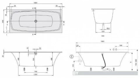 Cada Villeroy&Boch My Art Quaryl 180x80xH53 cm