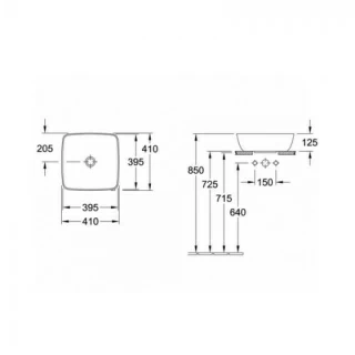 Lavoar pe blat Villeroy&Boch Artis 41x41xH13,5 cm Titanceram