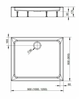 Cadita dus Radaway Laros D Compact 100x80x17cm