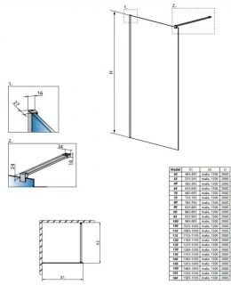 Cabina de dus Walk-In Radaway Modo X II 50xH200 cm