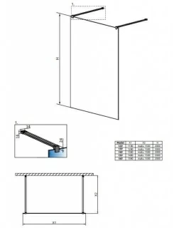 Cabina dus Radaway Walk-In Modo X Black I Frame 120xH200 cm