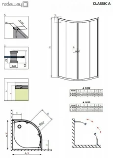 Cabina dus semirotunda Radaway Classic A 80x80xH170 cm