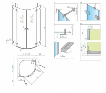 Cabina de dus semirotunda Radaway Essenza Pro White PDD 80x90xH200 cm