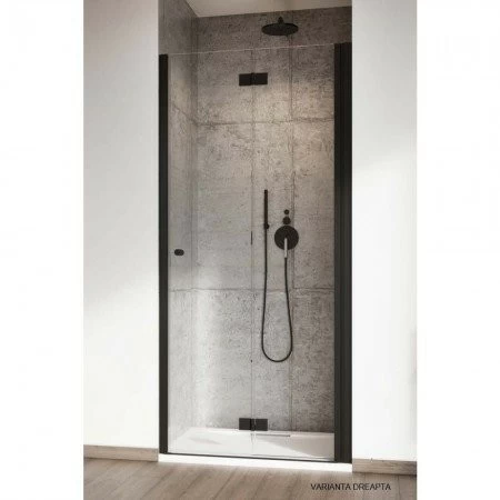 Usa nisa pliabila Radaway Nes 8 Black DWB 90xH200 cm, stanga