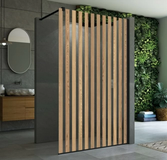 Cabina dus Walk-in SanSwiss Easy Japan STR4P 90xH200 cm, profil negru mat