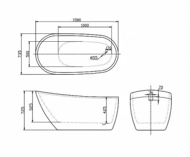 Cada Florida Natasha freestanding 150x74xH73 cm