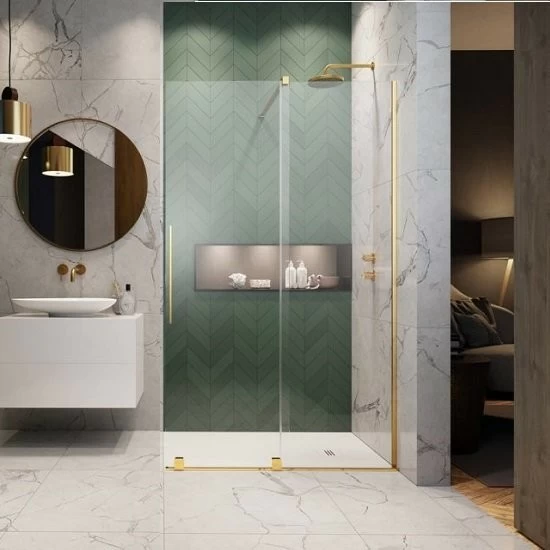 Cabina dus Walk-In Radaway Furo Gold 140xH200 cm, dreapta