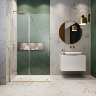 Cabina dus Walk-In Radaway Furo Gold 140xH200 cm, dreapta