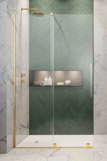 Cabina dus Walk-In Radaway Furo Gold 130xH200 cm, stanga