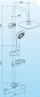 Sistem dus Sanotechnik cu baterie termostatata