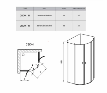 Cabina dus semirotunda Ravak Chrome 80x80xH195 cm, profil crom
