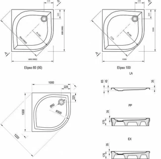 Cadita dus semirotunda Ravak Galaxy Elipso Pro 90x90xH3 cm, marmura sintetica