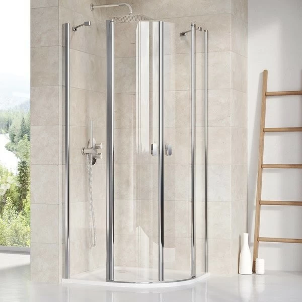 Cabina dus semirotunda Ravak Chrome 90x90xH195 cm, profil crom slefuit lucios