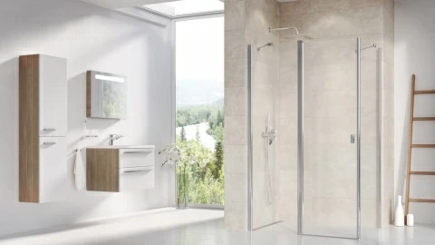 Cabina dus Ravak Chrome CRV2+CPS, 100x80xH195 cm, profil crom slefuit lucios