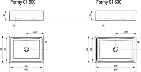 Lavoar Ravak Formy 50x39xH14 cm, montaj pe blat